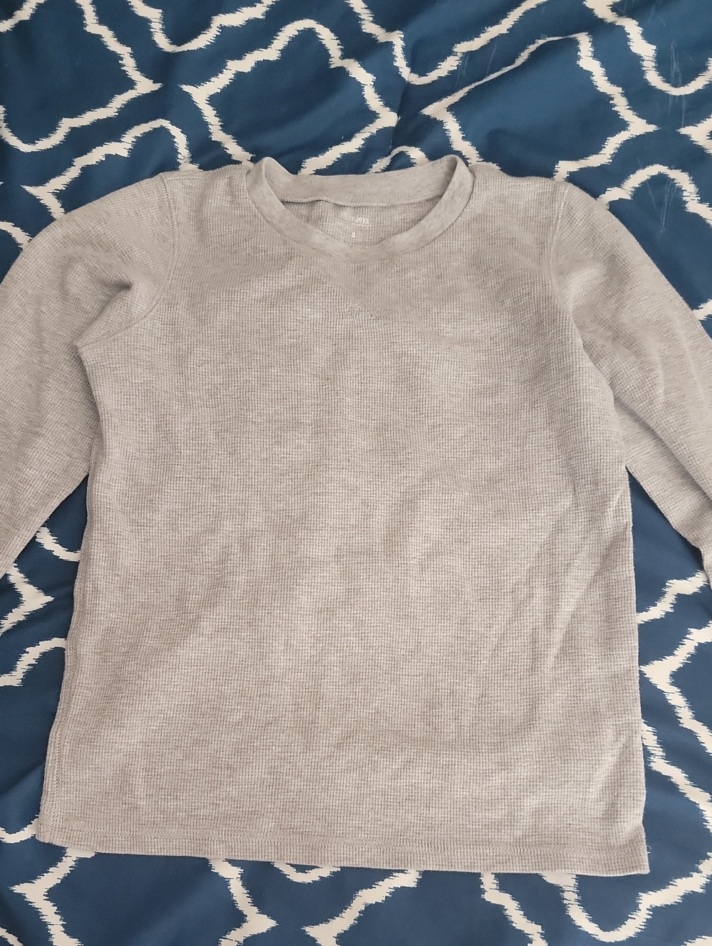 Classic Kids Long Sleeve Waffle Knit Tee - Light Gray